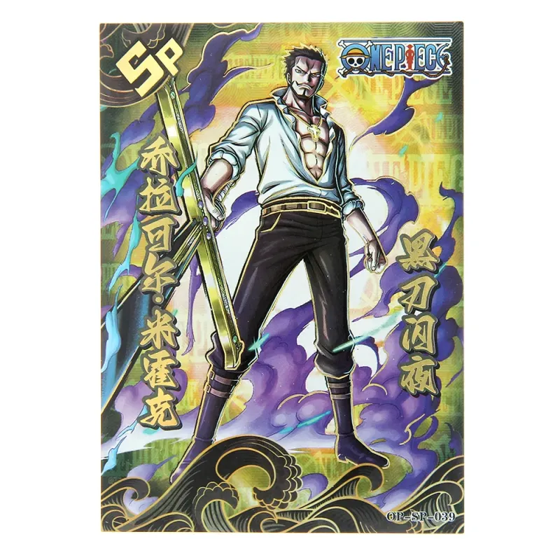 one-piece-SP-trading-card-16 One Piece Dracule Mihawk SP 039 Thick Hit Foiled Trading Card